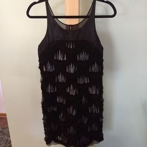 BCBGMAXAZRIA Black Tulle Lace Sequin Dress
